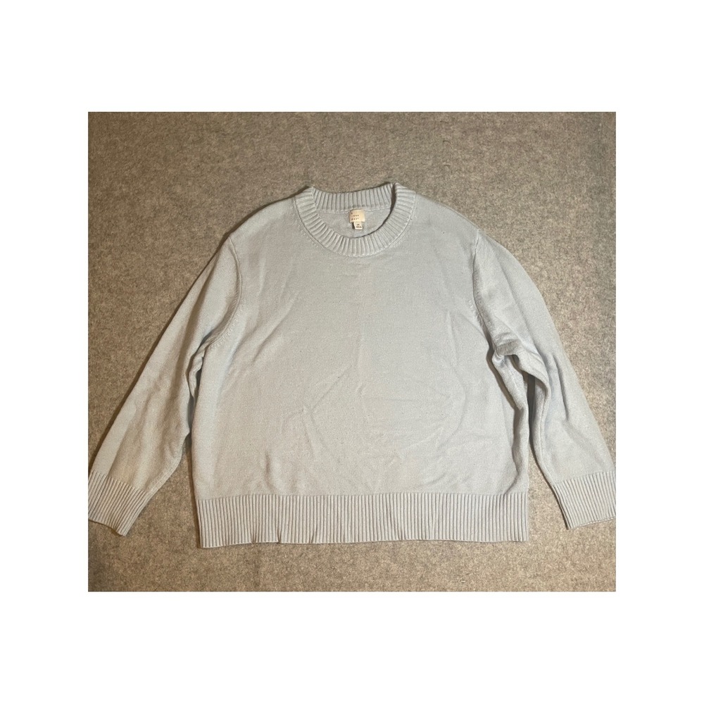 A New Day Womens 2X Light Blue Crew Neck Pullover Sweater RN17730 VN1262180